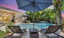 Twinkling exterior lighting to elevate the night time pool lounge experience