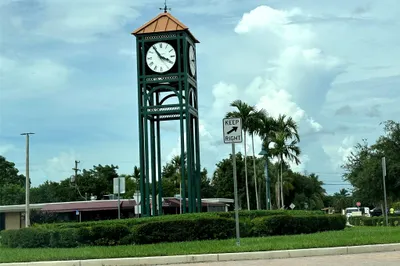 Clock Tower in front of complex

