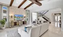 Marble Feature Wall with mounted TV, and speakers for Sonos