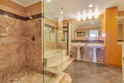 Master bathroom with high-end non-slip marble floo