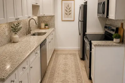 updated kitchen with pull out pantry