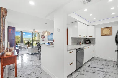 Kitchen with LED touch/dim recessed lighting and a