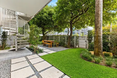 Private yard with gated access to and from propert
