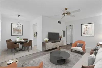 Living Room & Dining area. DIGITALLY STAGED