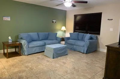 Large open living space with comfortable seating a