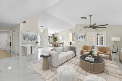 Virtually Staged Living and Dining Room
