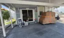 painted concrete & 
golf cart