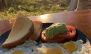 Beachfront Breakfast at Lucky Fish tiki hut restaurant