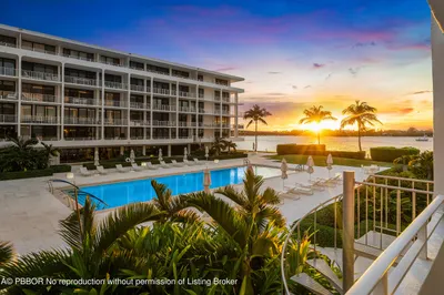 Patio & Pool View at Sunset