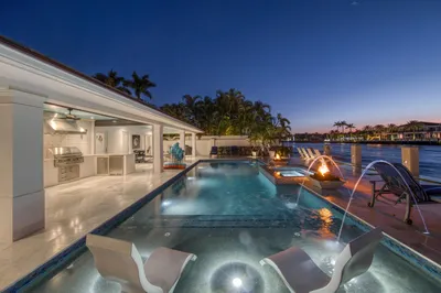 Intercostal front Heated Salt Water Pool with ligh