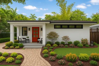 Rendering of front of house.